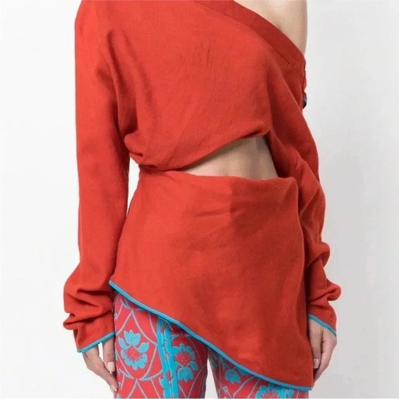 Richard Malone Draped Split One-Shoulder Hand Woven Virgin Wool Top Runway - Picture 4 of 15